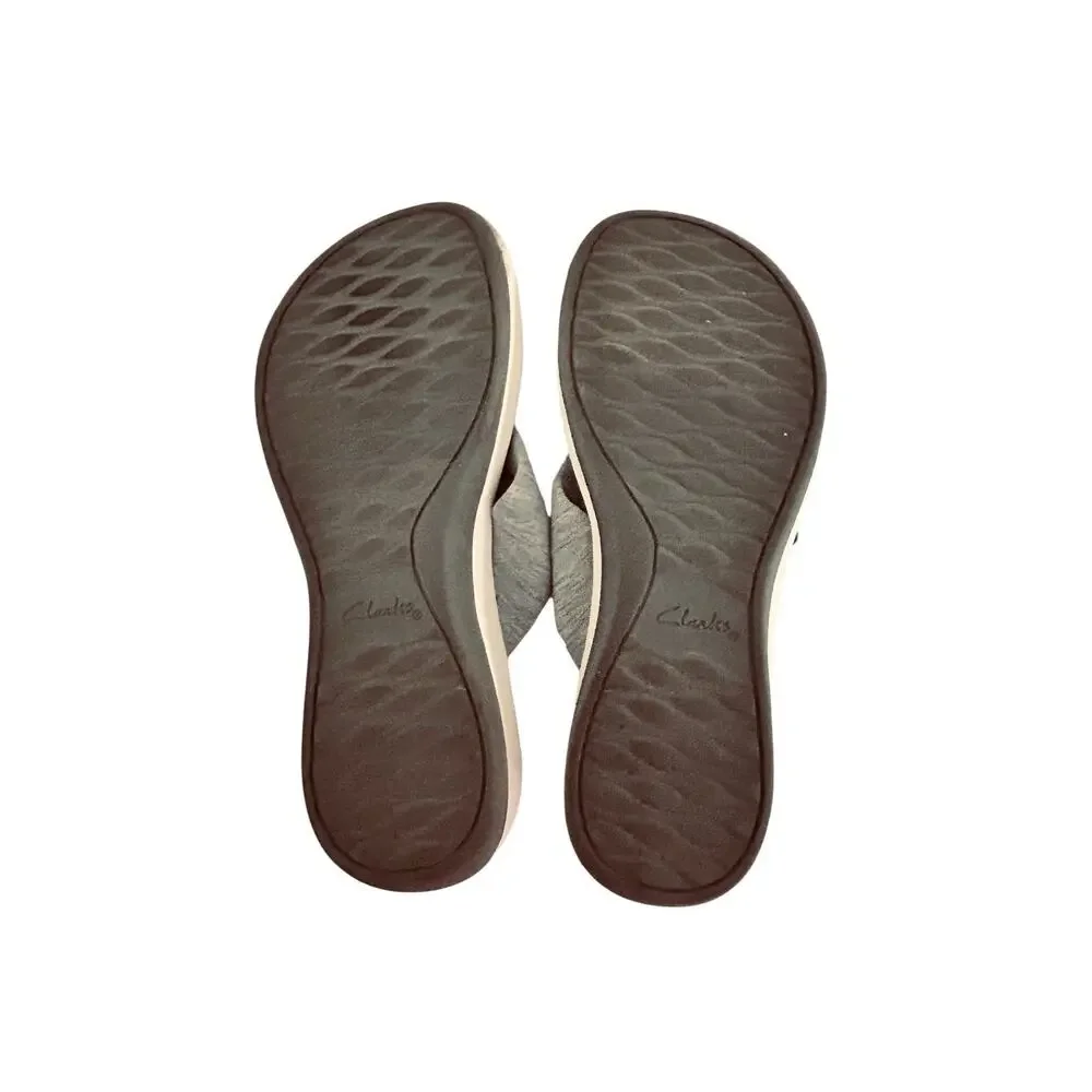 Clark's Cloudsteppers Women’s Flip Flop Thong Gray Sandals Size 8